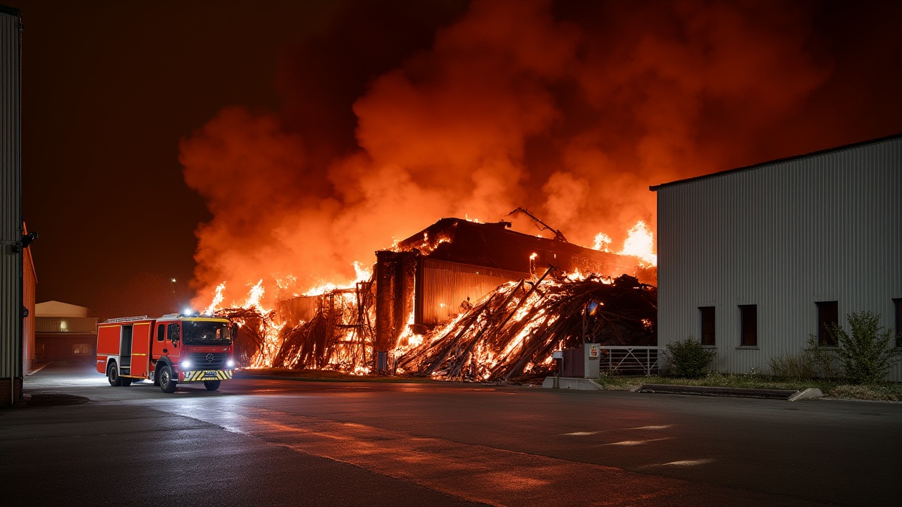Nocny pożar w Gdyni. Płonęła ogromna hala z zabawkami, w akcji 22 zastępy straży
