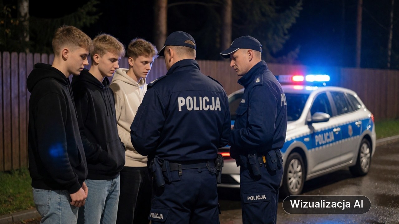 Interwencja Policji na Otrzęsinach (wizualizacja AI)