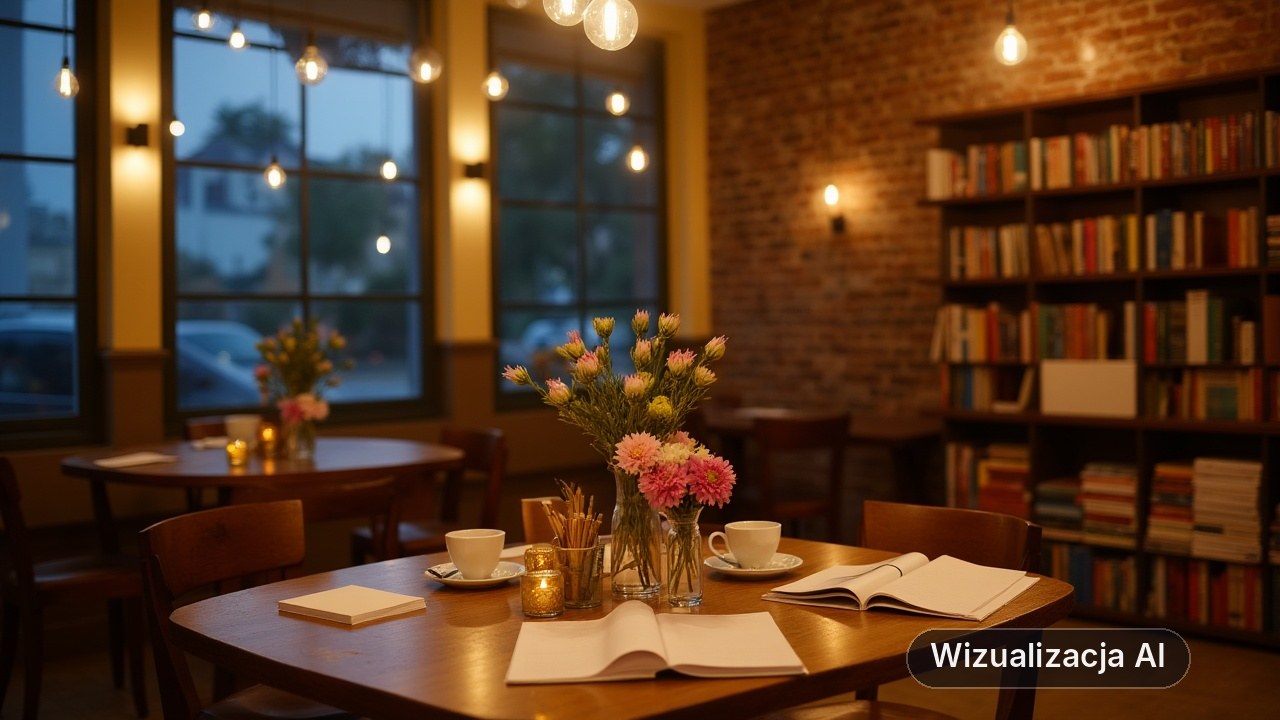 Spotkanie poetyckie w Cafe Strych (wizualizacja AI)