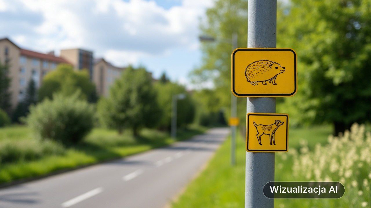Nietypowe oznakowanie w Gdyni. Nowe znaki mają chronić kolczastych mieszkańców (wizualizacja AI)