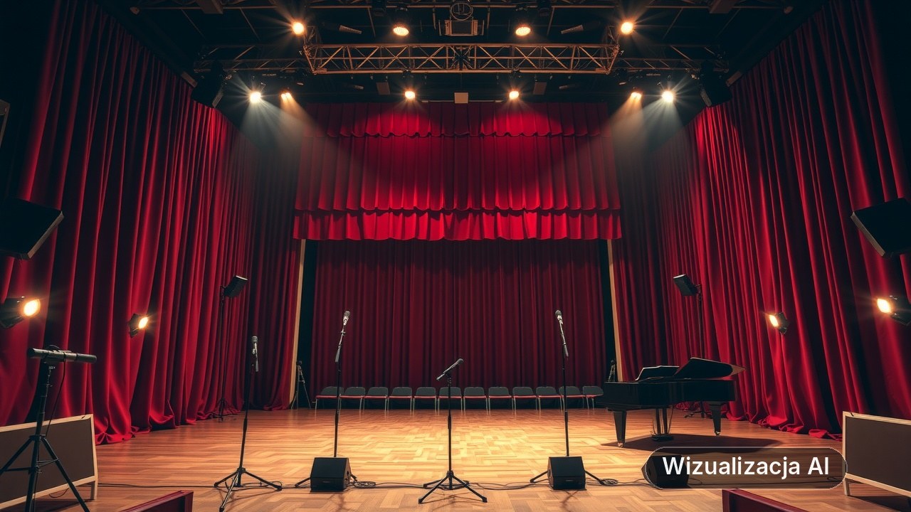 Spektakle i koncert w Teatrze Miejskim w Gdyni (wizualizacja AI)