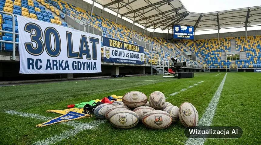 RC Arka Gdynia świętuje 30-lecie. W sobotę derby z Ogniwem (wizualizacja AI)