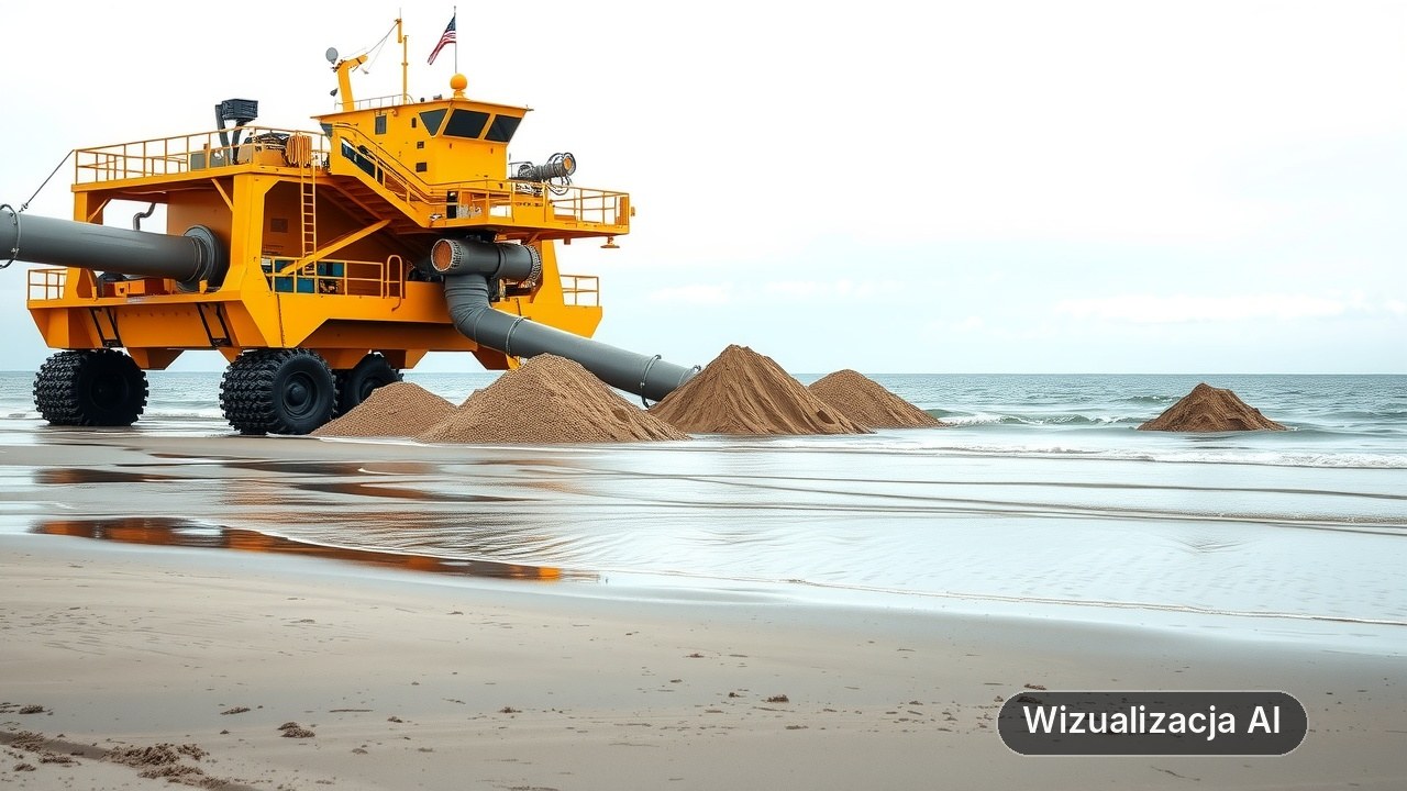 Więcej piasku na lokalnej plaży (wizualizacja AI)