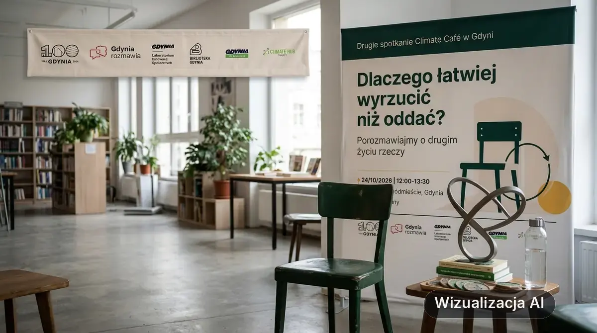 Drugie spotkanie Climate Café w Gdyni (wizualizacja AI)