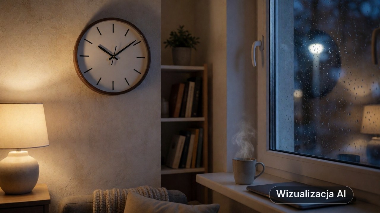 Zmiana czasu na zimowy w nocy z 24 na 25 października (wizualizacja AI)